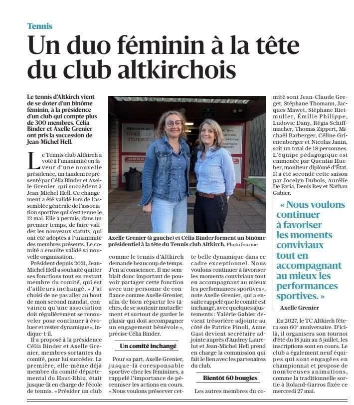 Bienvenue à nos Présidentes !&nbsp;🎾